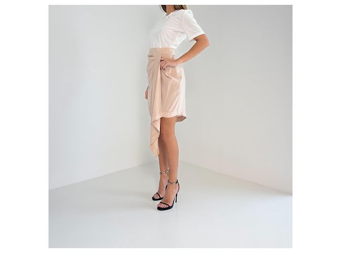 Falda Zimmermann de seda rosa con drapeado asimétrico Beige - vista 4
