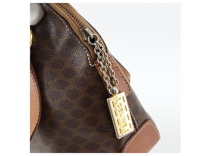 Céline Sac à main en toile Macadam CELINE en cuir PVC marron doré Auth ka3766 - vue 10