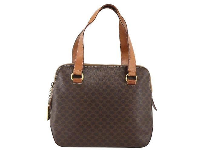 Céline Sac à main en toile Macadam CELINE en cuir PVC marron doré Auth ka3766 - vue 13