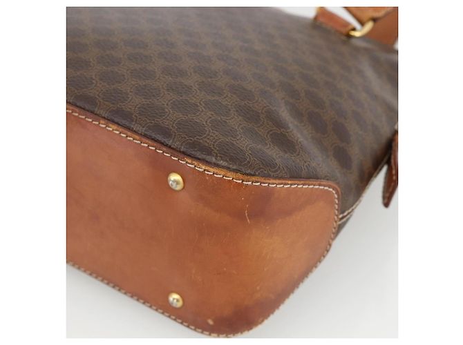 Céline Sac à main en toile Macadam CELINE en cuir PVC marron doré Auth ka3766 - vue 14