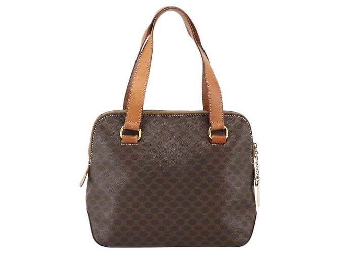 Céline Sac à main en toile Macadam CELINE en cuir PVC marron doré Auth ka3766 - vue 2
