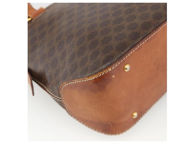 Céline Sac à main en toile Macadam CELINE en cuir PVC marron doré Auth ka3766 - vue 9