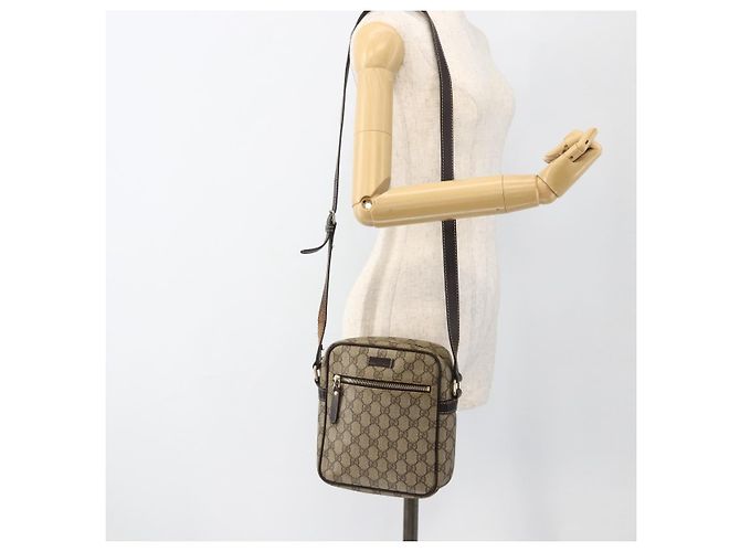 Gucci Borsa a spalla GG Supreme PVC Beige Oro 233268 Auth BAZ504 D'oro - vista 23
