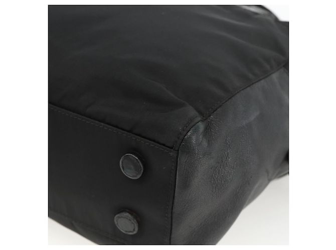 PRADA Borsa a mano in nylon nero argento Auth YKZ034 - vista 14