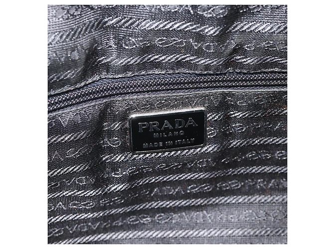 PRADA Borsa a mano in nylon nero argento Auth YKZ034 - vista 18