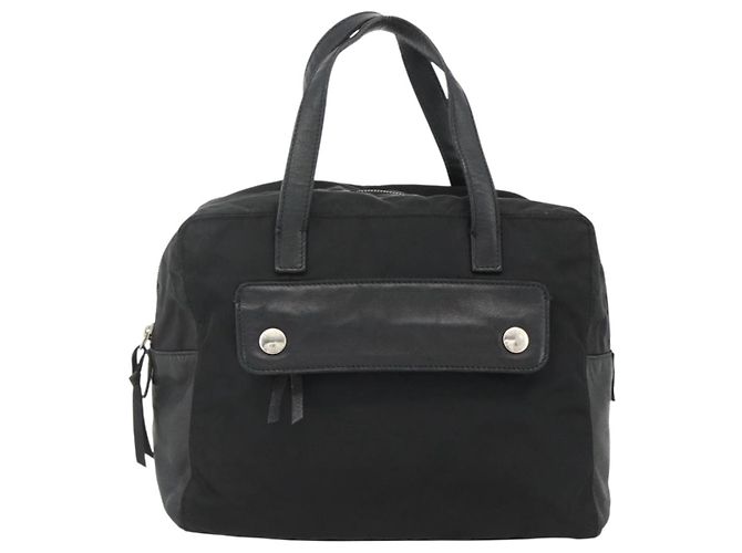 PRADA Borsa a mano in nylon nero argento Auth YKZ034 - vista 2