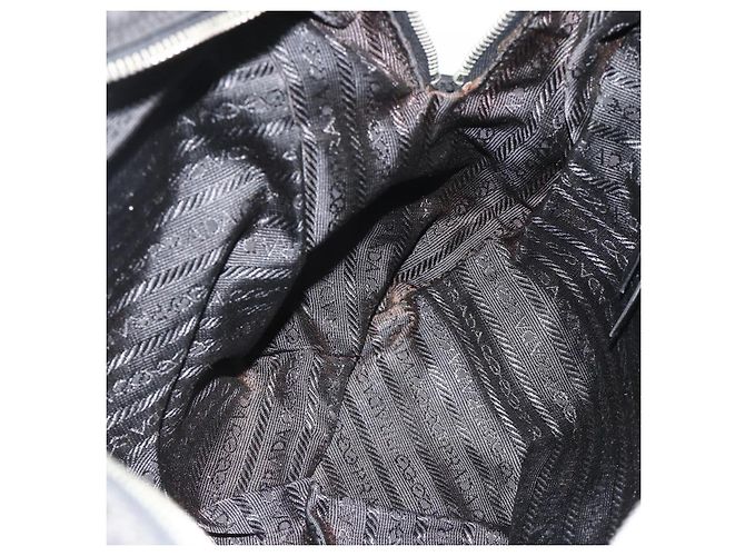 PRADA Borsa a mano in nylon nero argento Auth YKZ034 - vista 20