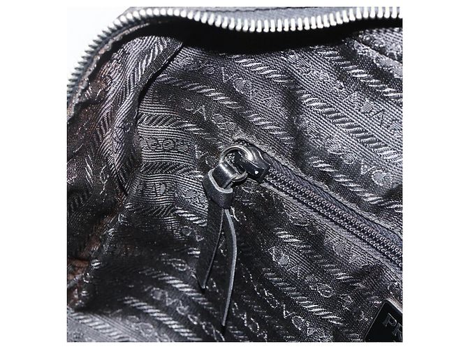 PRADA Borsa a mano in nylon nero argento Auth YKZ034 - vista 21
