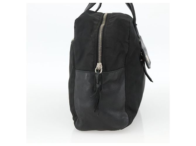 PRADA Borsa a mano in nylon nero argento Auth YKZ034 - vista 4