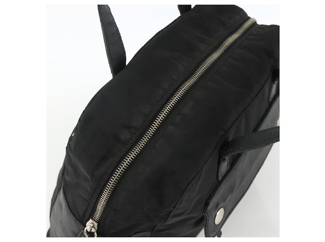 PRADA Borsa a mano in nylon nero argento Auth YKZ034 - vista 6