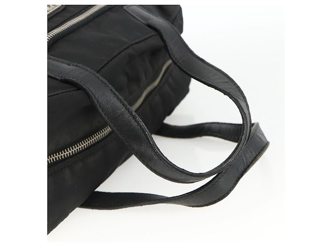 PRADA Borsa a mano in nylon nero argento Auth YKZ034 - vista 7