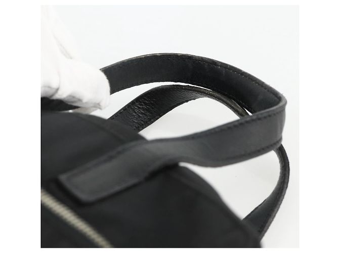 PRADA Borsa a mano in nylon nero argento Auth YKZ034 - vista 8