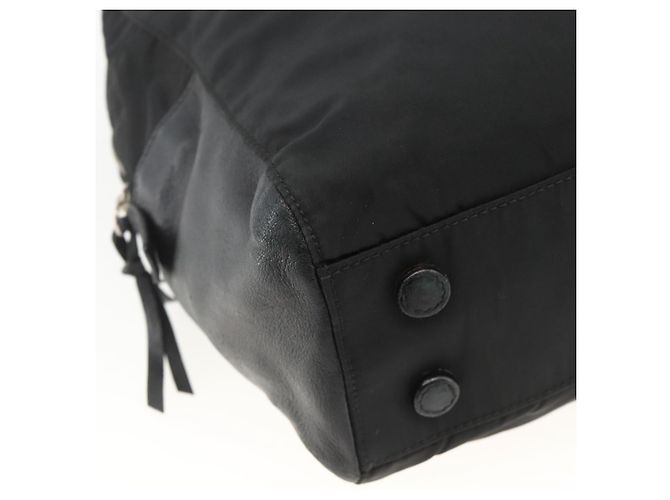 PRADA Borsa a mano in nylon nero argento Auth YKZ034 - vista 9