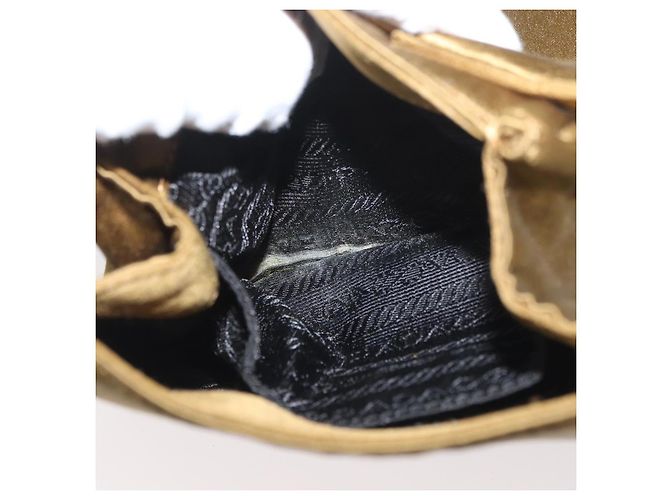 Borsa a Spalla PRADA Satin Khaki Oro Auth bs34407 D'oro Cachi - vista 10