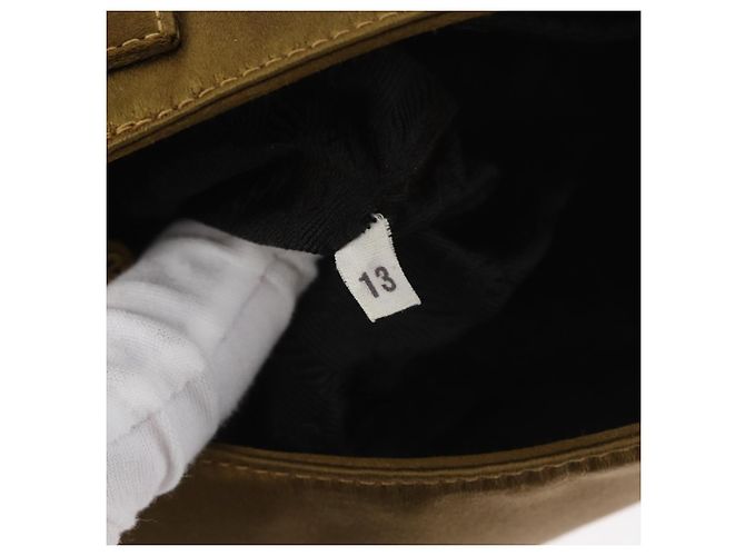 Borsa a Spalla PRADA Satin Khaki Oro Auth bs34407 D'oro Cachi - vista 12