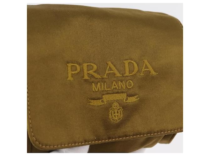 Borsa a Spalla PRADA Satin Khaki Oro Auth bs34407 D'oro Cachi - vista 19