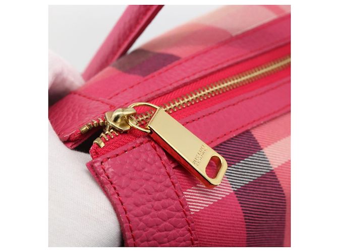 Autre Marque CB CHECK TASCHEN AUS CANVAS UND LEDER BLUE LABEL CRESTBRIDGE 2-WAY ROSA GOLD Auth 174708A Pink Golden - Ansicht 10