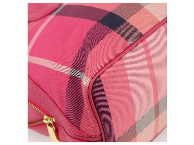Autre Marque CB CHECK TASCHEN AUS CANVAS UND LEDER BLUE LABEL CRESTBRIDGE 2-WAY ROSA GOLD Auth 174708A Pink Golden - Ansicht 16