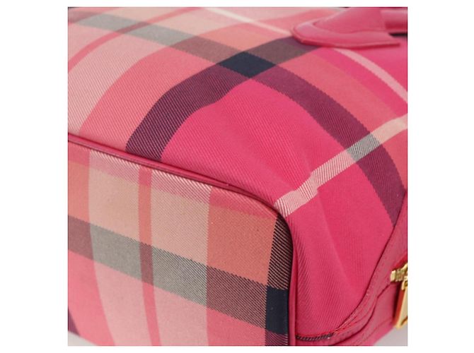 Autre Marque CB CHECK TASCHEN AUS CANVAS UND LEDER BLUE LABEL CRESTBRIDGE 2-WAY ROSA GOLD Auth 174708A Pink Golden - Ansicht 17