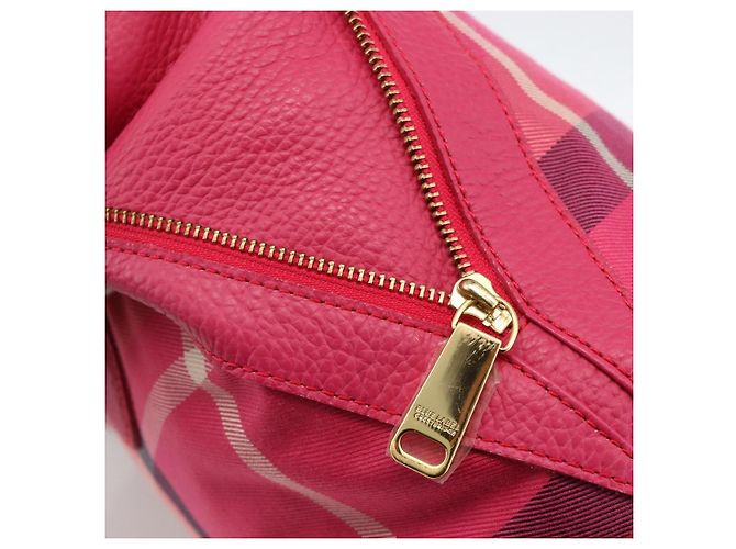 Autre Marque CB CHECK TASCHEN AUS CANVAS UND LEDER BLUE LABEL CRESTBRIDGE 2-WAY ROSA GOLD Auth 174708A Pink Golden - Ansicht 19