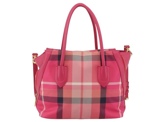 Autre Marque CB CHECK TASCHEN AUS CANVAS UND LEDER BLUE LABEL CRESTBRIDGE 2-WAY ROSA GOLD Auth 174708A Pink Golden - Ansicht 2
