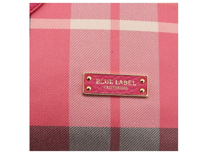Autre Marque CB CHECK TASCHEN AUS CANVAS UND LEDER BLUE LABEL CRESTBRIDGE 2-WAY ROSA GOLD Auth 174708A Pink Golden - Ansicht 21