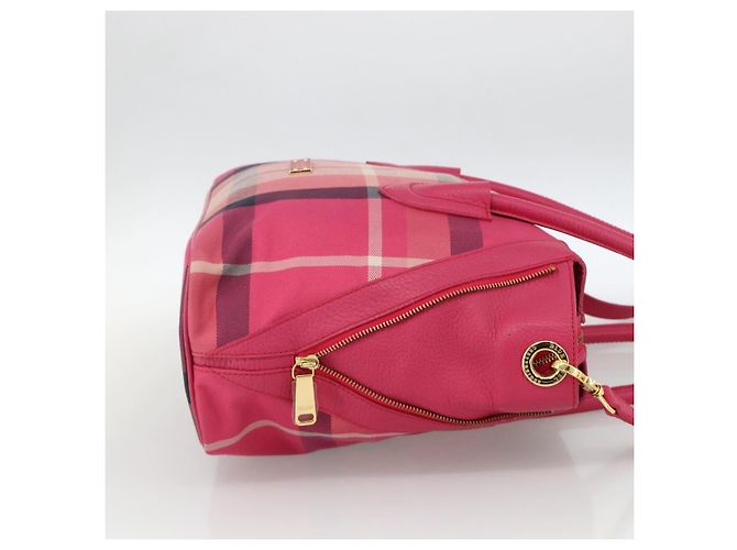 Autre Marque CB CHECK TASCHEN AUS CANVAS UND LEDER BLUE LABEL CRESTBRIDGE 2-WAY ROSA GOLD Auth 174708A Pink Golden - Ansicht 4