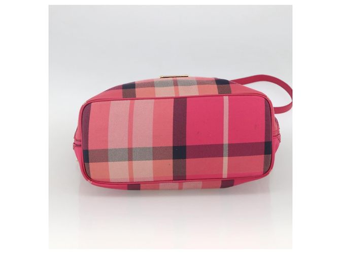 Autre Marque CB CHECK TASCHEN AUS CANVAS UND LEDER BLUE LABEL CRESTBRIDGE 2-WAY ROSA GOLD Auth 174708A Pink Golden - Ansicht 5