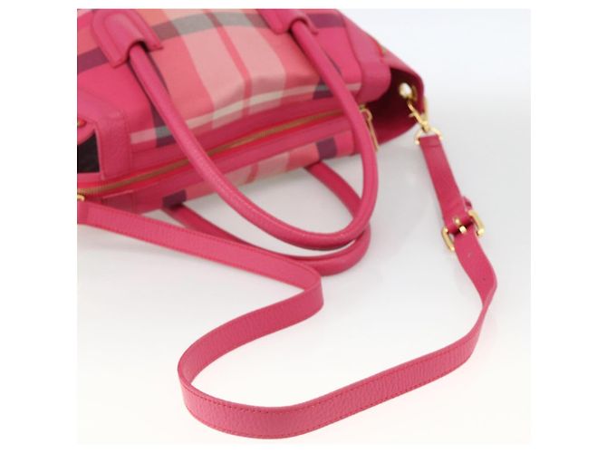 Autre Marque CB CHECK TASCHEN AUS CANVAS UND LEDER BLUE LABEL CRESTBRIDGE 2-WAY ROSA GOLD Auth 174708A Pink Golden - Ansicht 8