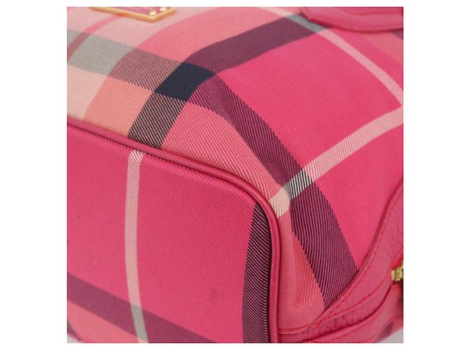 Autre Marque CB CHECK TASCHEN AUS CANVAS UND LEDER BLUE LABEL CRESTBRIDGE 2-WAY ROSA GOLD Auth 174708A Pink Golden - Ansicht 9