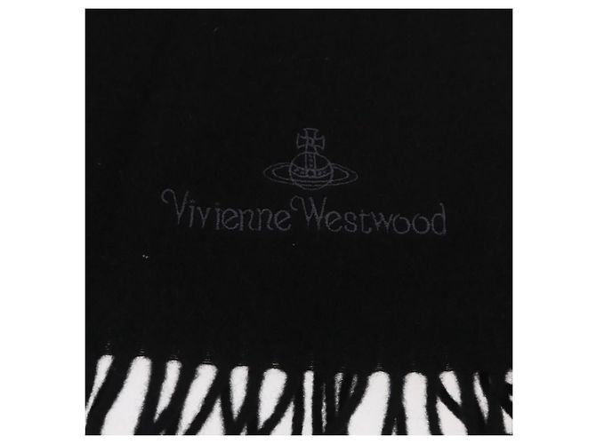 Sciarpa in lana nera Vivienne Westwood Auth 174655 Nero - vista 3