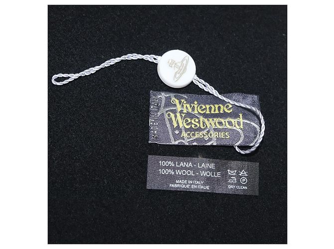 Sciarpa in lana nera Vivienne Westwood Auth 174655 Nero - vista 7