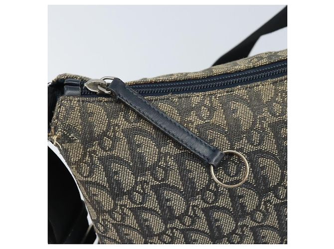 Borsa a Spalla in Tela Trotter Christian Dior Navy Argento Auth YKZ111 Blu navy - vista 10