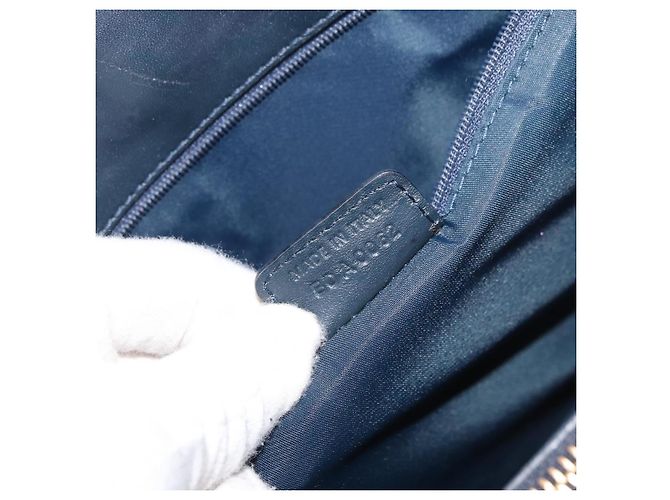 Borsa tote in tela Trotter Christian Dior blu navy e oro Auth ka3763 D'oro - vista 12