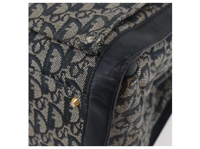 Borsa tote in tela Trotter Christian Dior blu navy e oro Auth ka3763 D'oro - vista 14