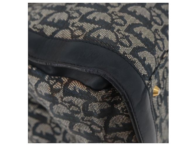 Borsa tote in tela Trotter Christian Dior blu navy e oro Auth ka3763 D'oro - vista 15