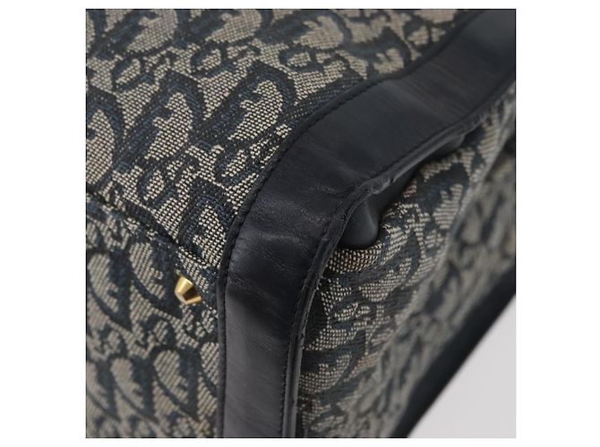 Borsa tote in tela Trotter Christian Dior blu navy e oro Auth ka3763 D'oro - vista 16