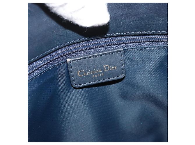 Borsa tote in tela Trotter Christian Dior blu navy e oro Auth ka3763 D'oro - vista 17