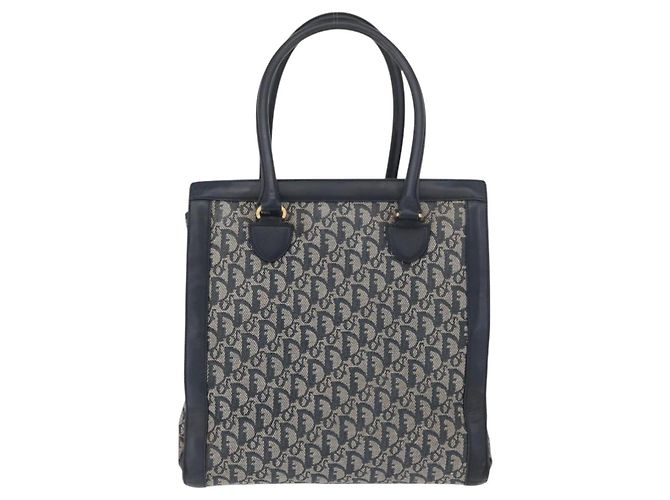 Borsa tote in tela Trotter Christian Dior blu navy e oro Auth ka3763 D'oro - vista 2