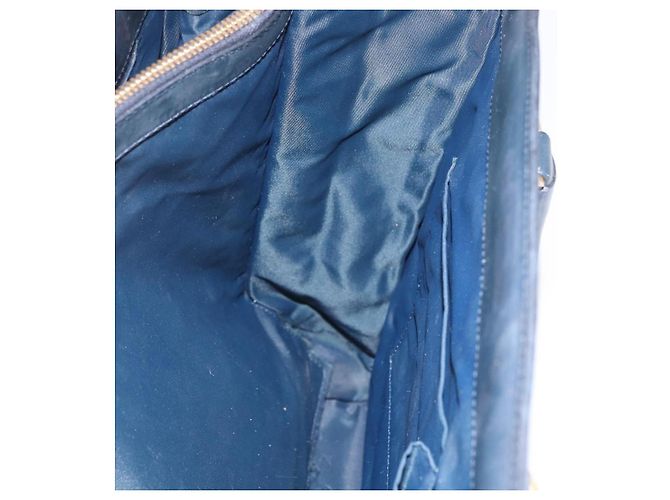 Borsa tote in tela Trotter Christian Dior blu navy e oro Auth ka3763 D'oro - vista 21