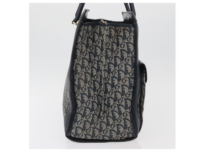 Borsa tote in tela Trotter Christian Dior blu navy e oro Auth ka3763 D'oro - vista 4