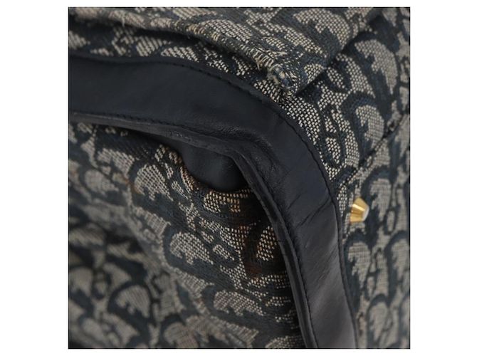 Borsa tote in tela Trotter Christian Dior blu navy e oro Auth ka3763 D'oro - vista 9