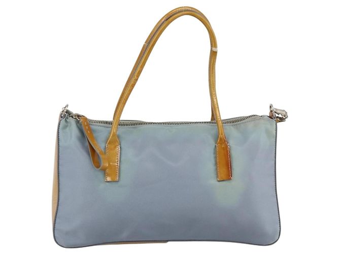 PRADA Handtasche Nylon 2-Wege Hellblau Silber Auth INZ088 - Ansicht 13