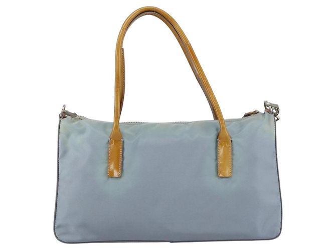 PRADA Handtasche Nylon 2-Wege Hellblau Silber Auth INZ088 - Ansicht 2