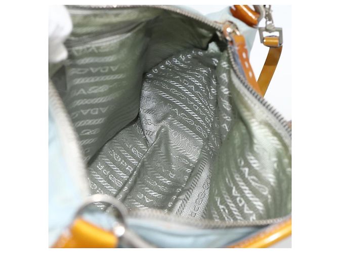 PRADA Handtasche Nylon 2-Wege Hellblau Silber Auth INZ088 - Ansicht 22