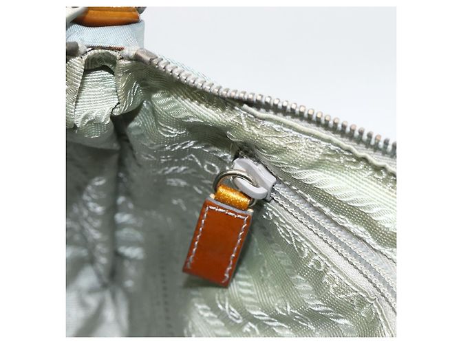 PRADA Handtasche Nylon 2-Wege Hellblau Silber Auth INZ088 - Ansicht 24