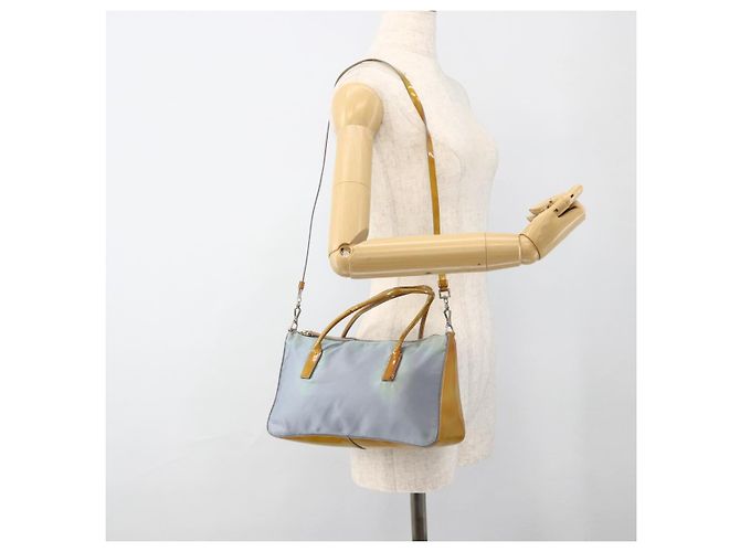 PRADA Handtasche Nylon 2-Wege Hellblau Silber Auth INZ088 - Ansicht 26
