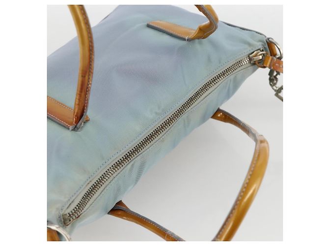 PRADA Handtasche Nylon 2-Wege Hellblau Silber Auth INZ088 - Ansicht 6
