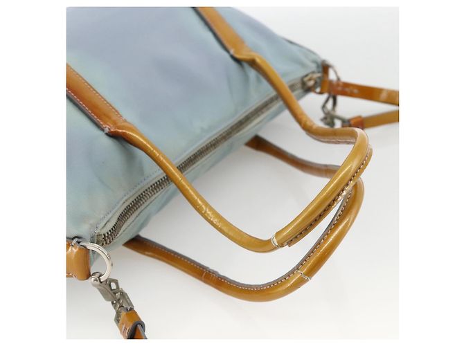 PRADA Handtasche Nylon 2-Wege Hellblau Silber Auth INZ088 - Ansicht 7