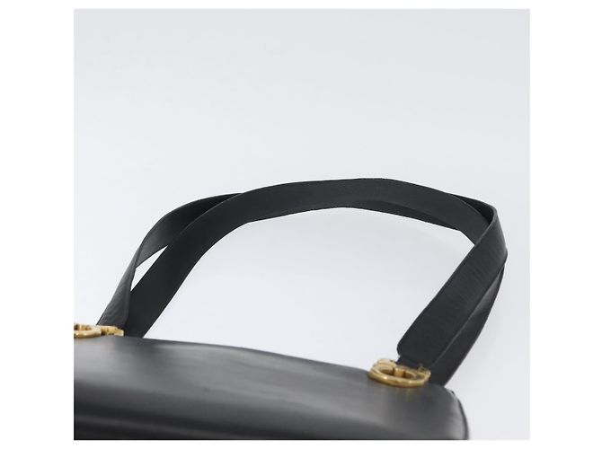 Borsa Tote Gancini in pelle nera e oro Salvatore Ferragamo Auth YKZ727 - vista 14